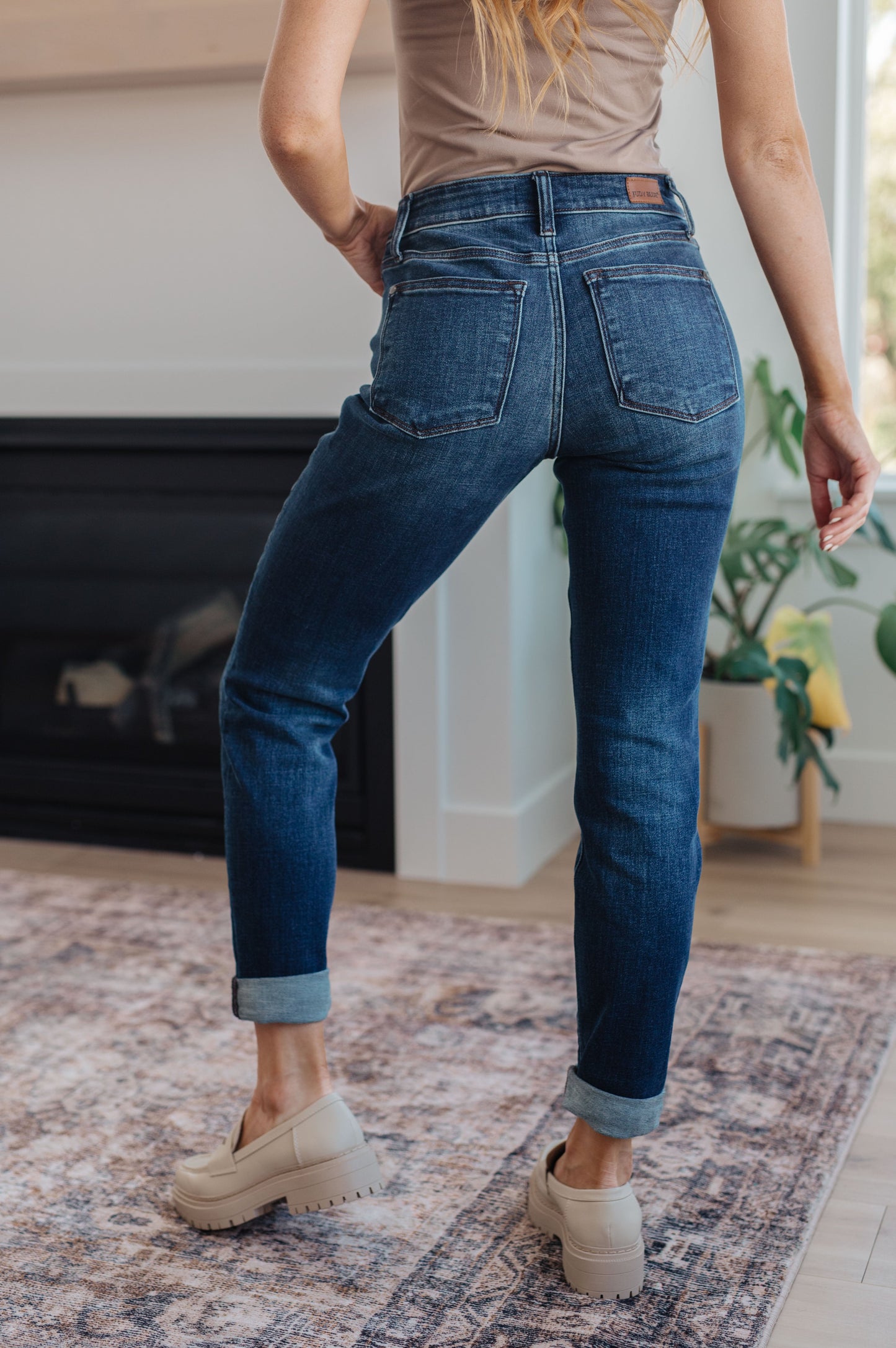 JB Cuffed Slim Fit Dark Wash Jeans