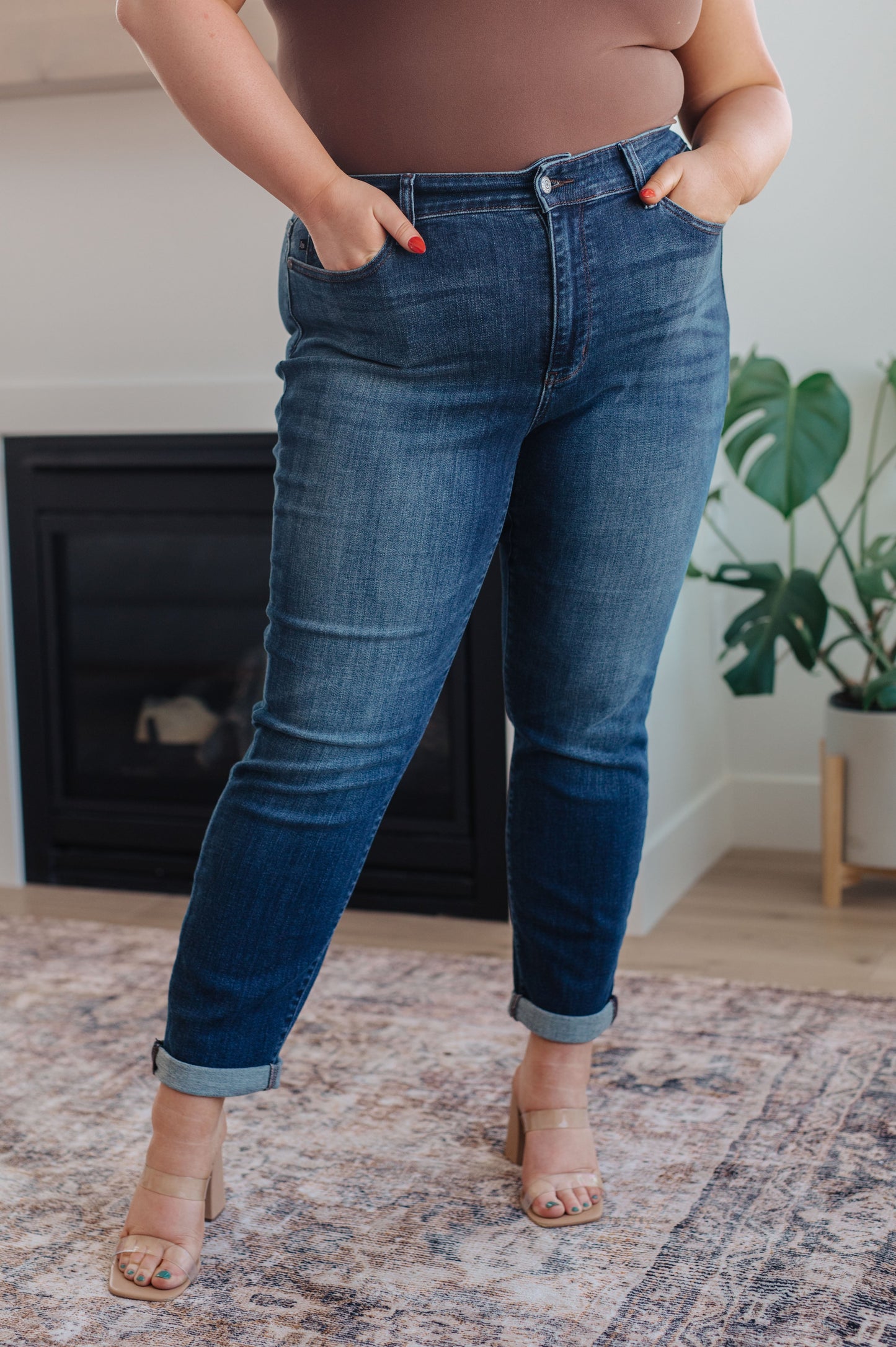JB Cuffed Slim Fit Dark Wash Jeans