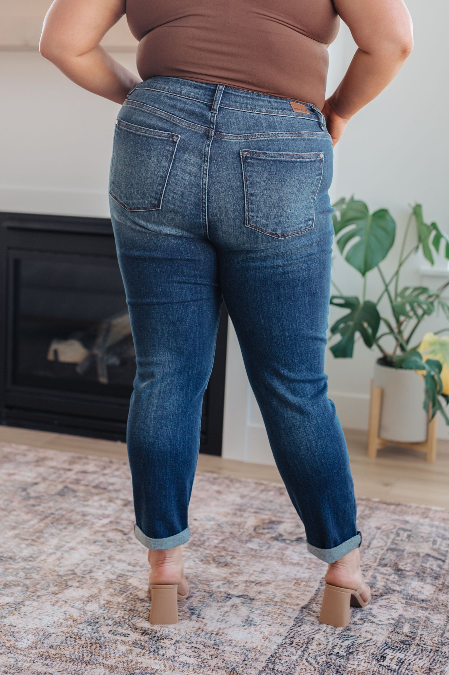 JB Cuffed Slim Fit Dark Wash Jeans
