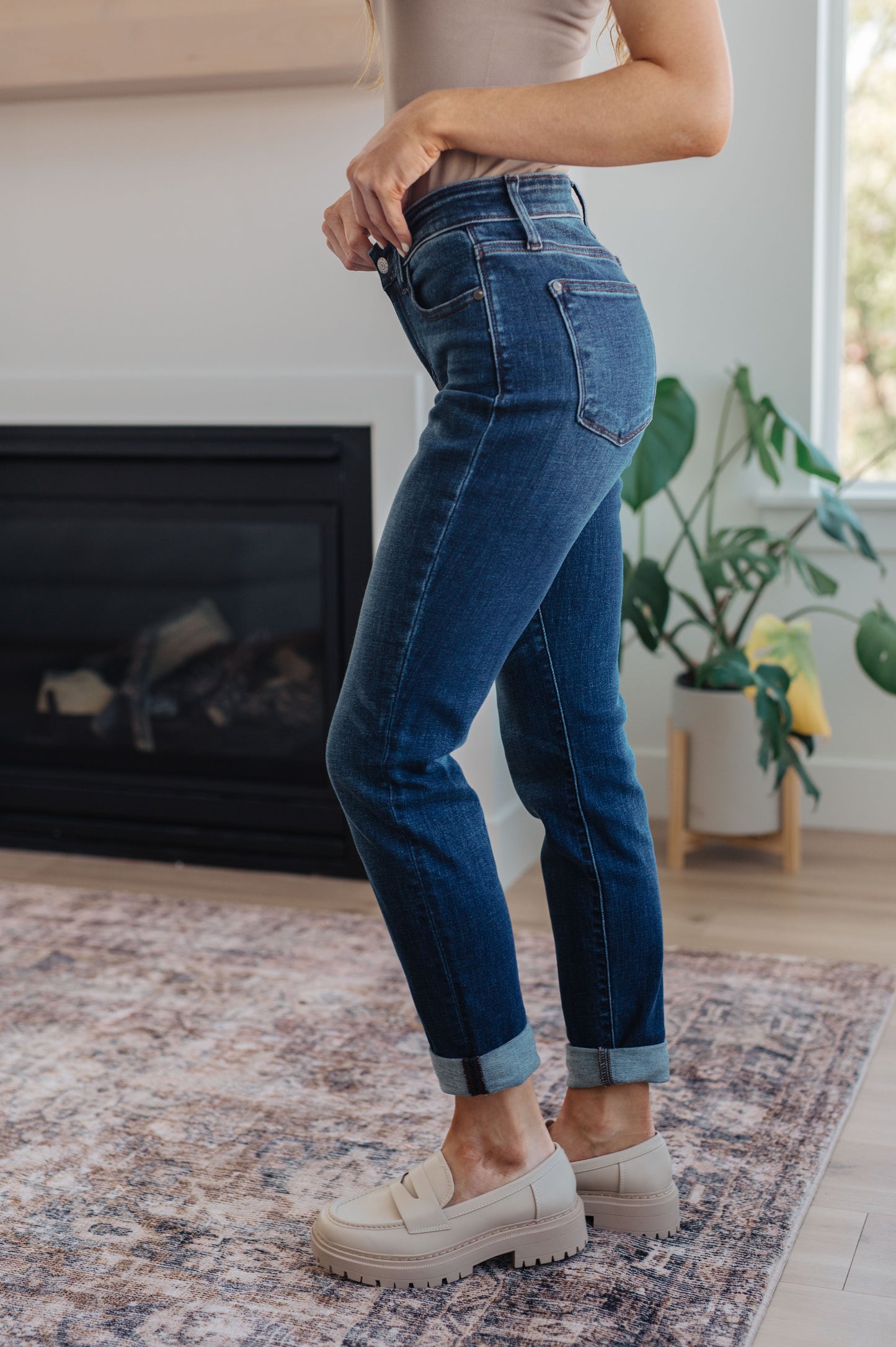 JB Cuffed Slim Fit Dark Wash Jeans