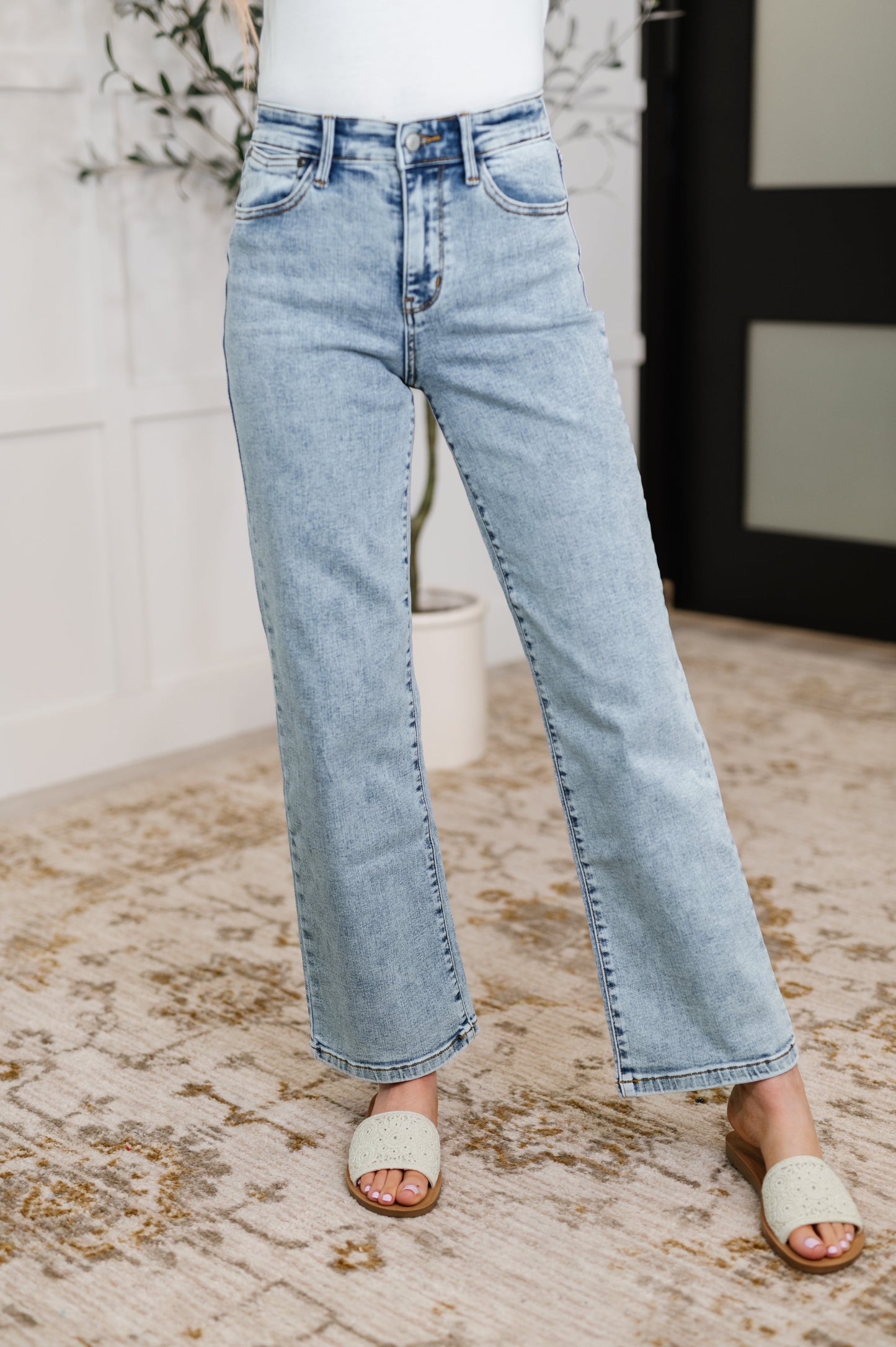 JB High Rise Stone Wash Straight Fit Jeans