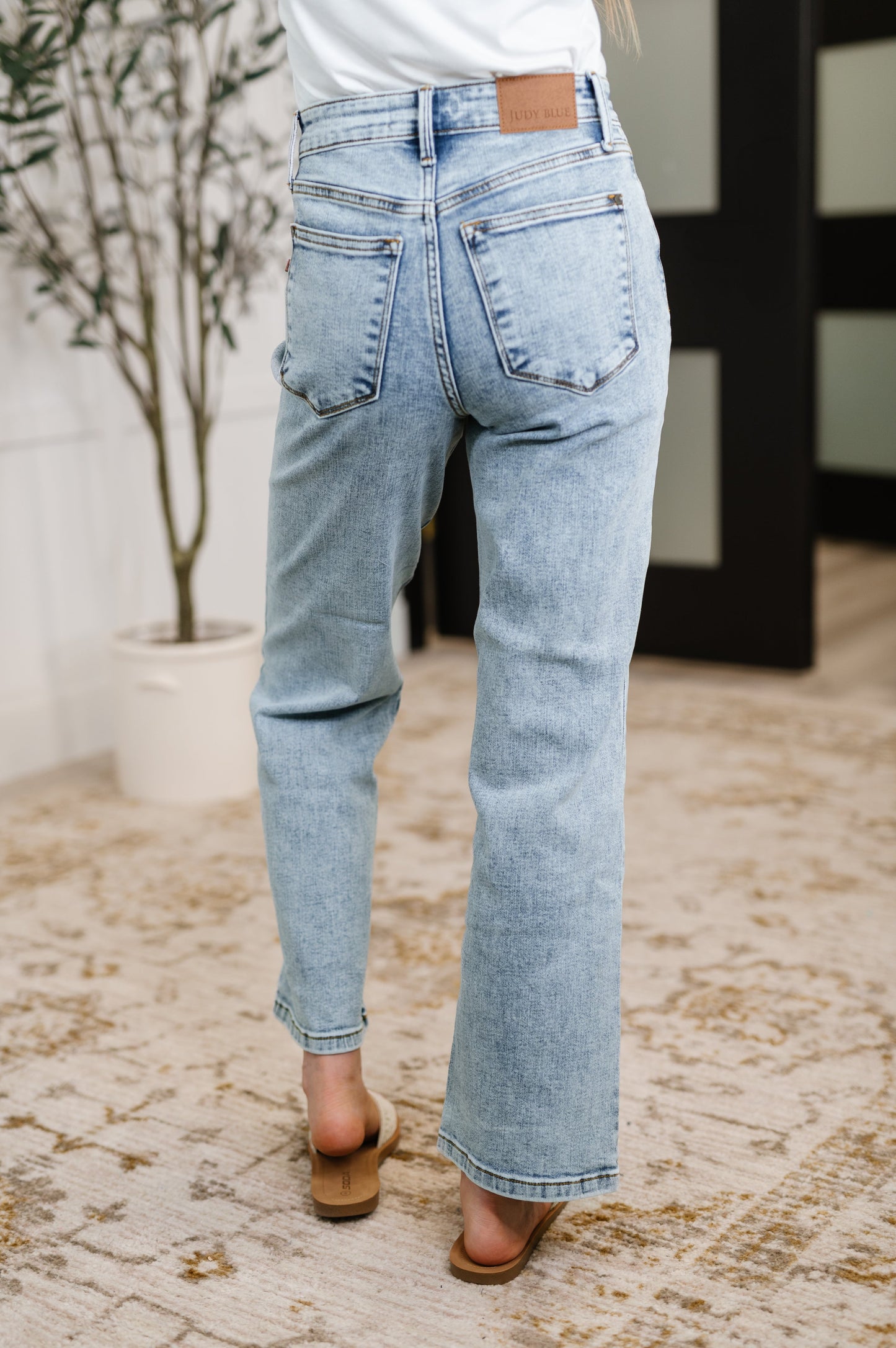 JB High Rise Stone Wash Straight Fit Jeans