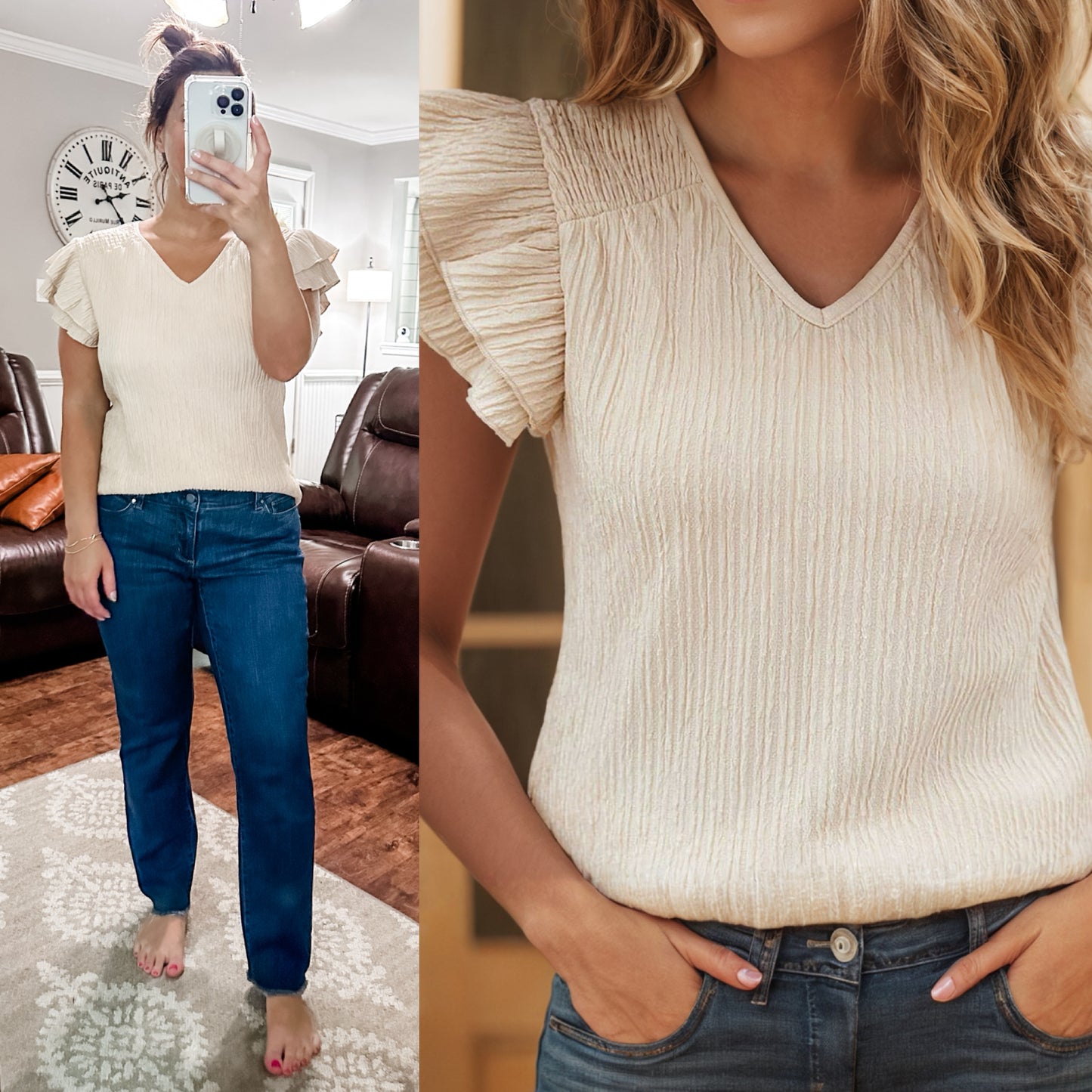 (L) Textured Top