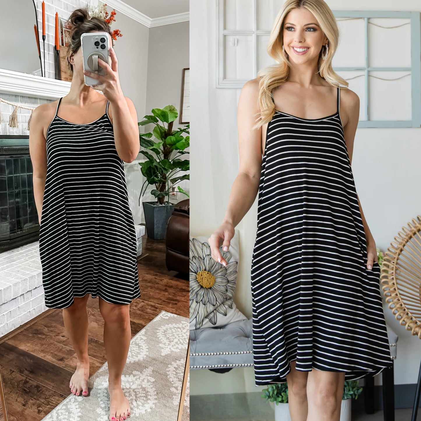 (L) Boutique Striped Dress