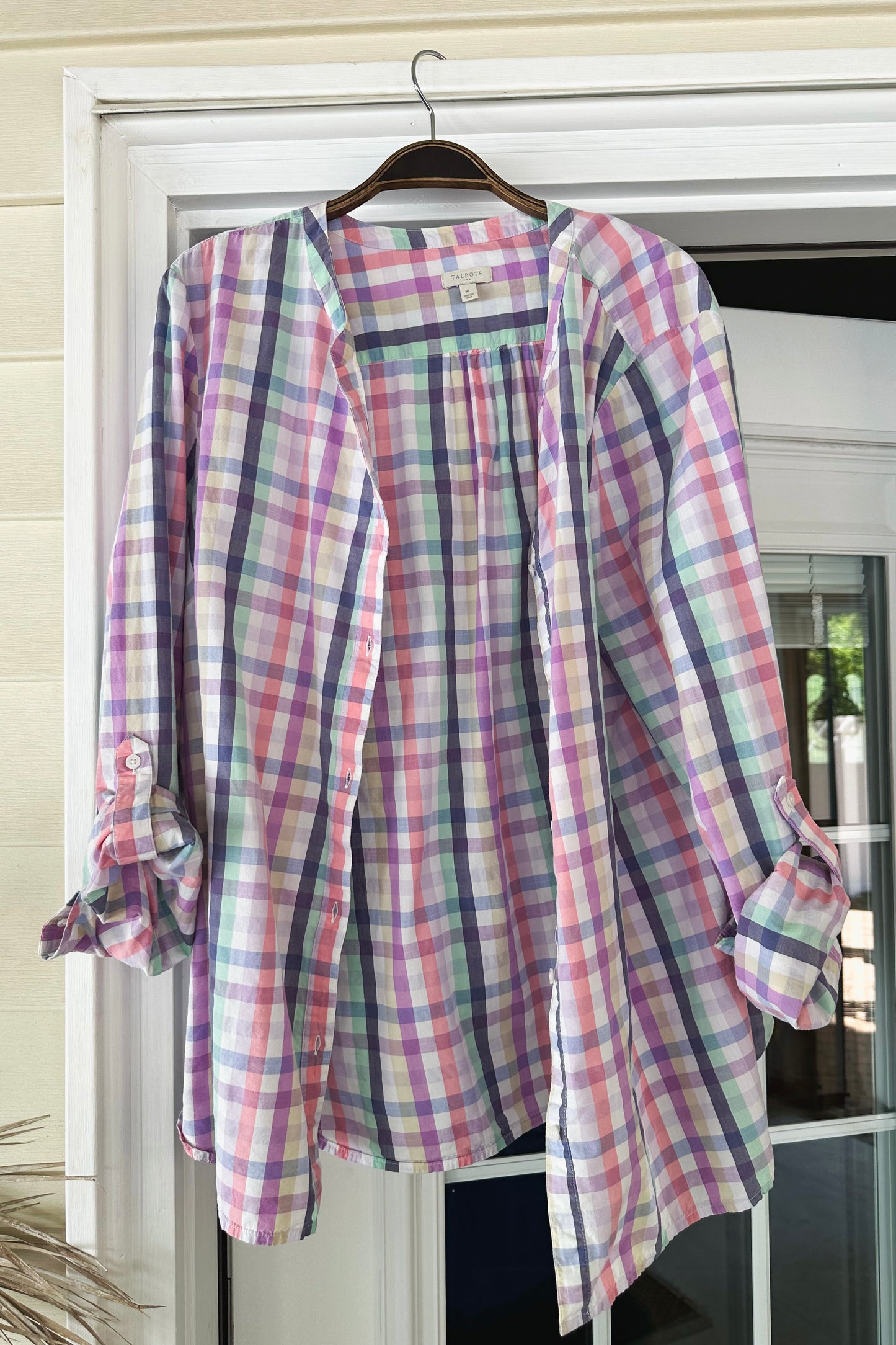 (XL) Talbots Spring Gingham Button Up