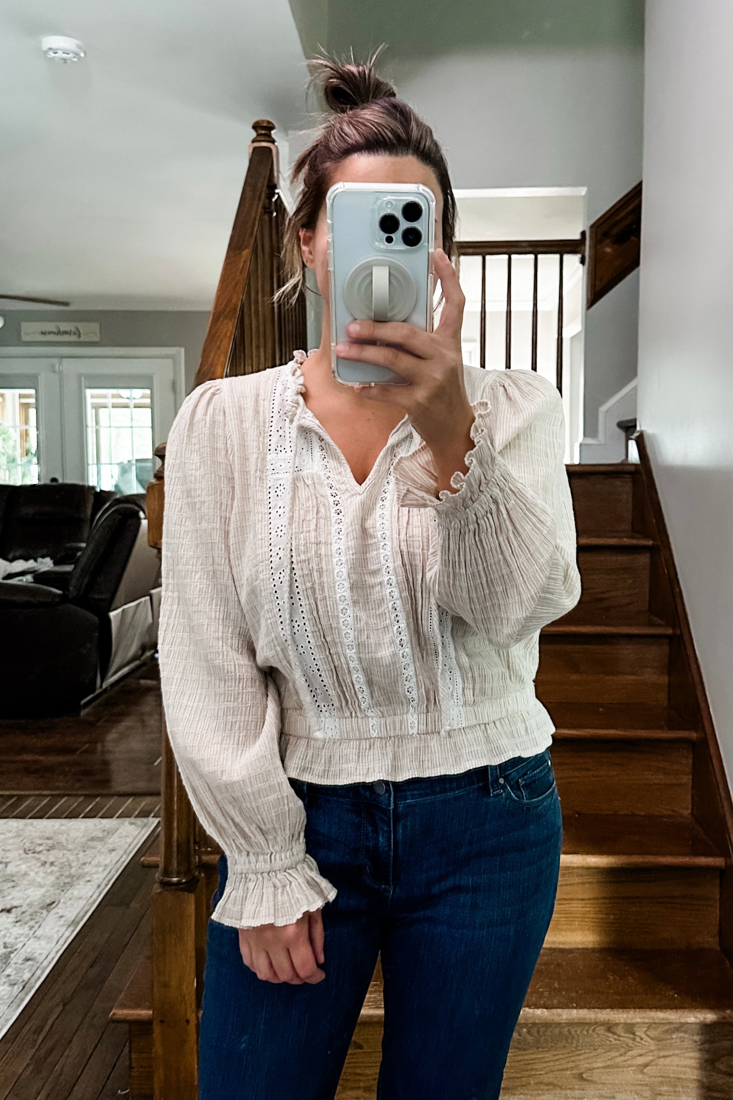 (L) American Eagle Peasant Top