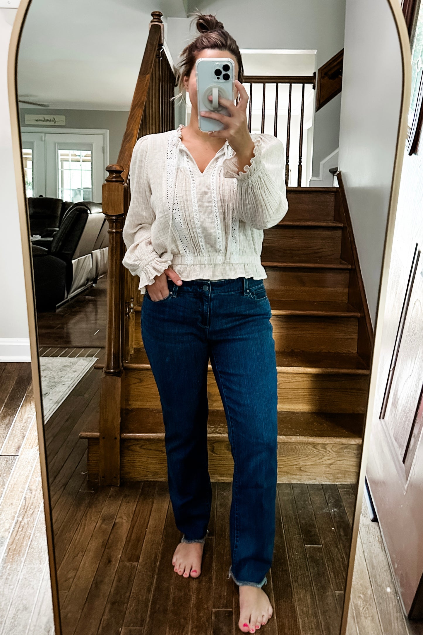 (L) American Eagle Peasant Top