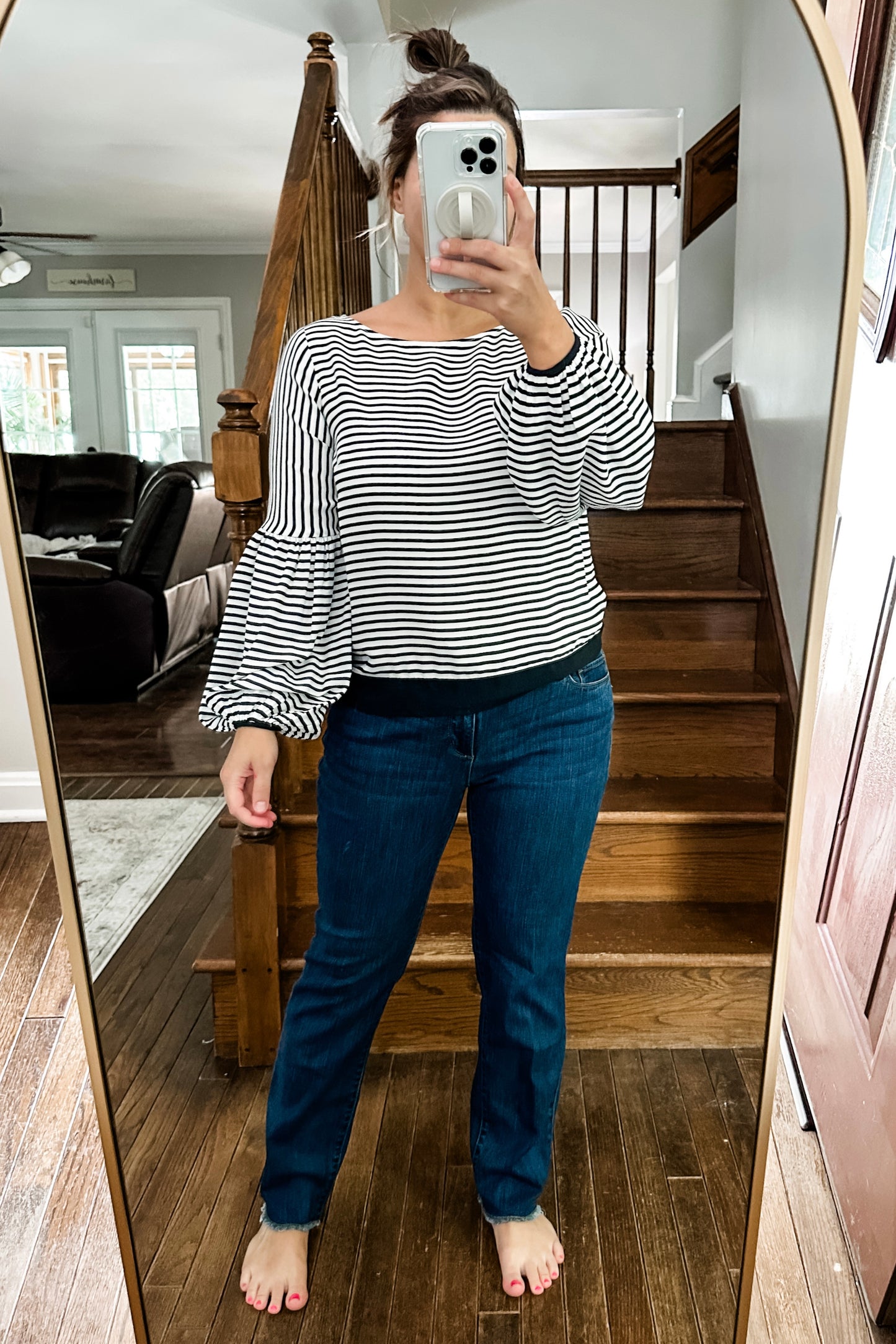 (S) Kaari Blue Striped Blouse