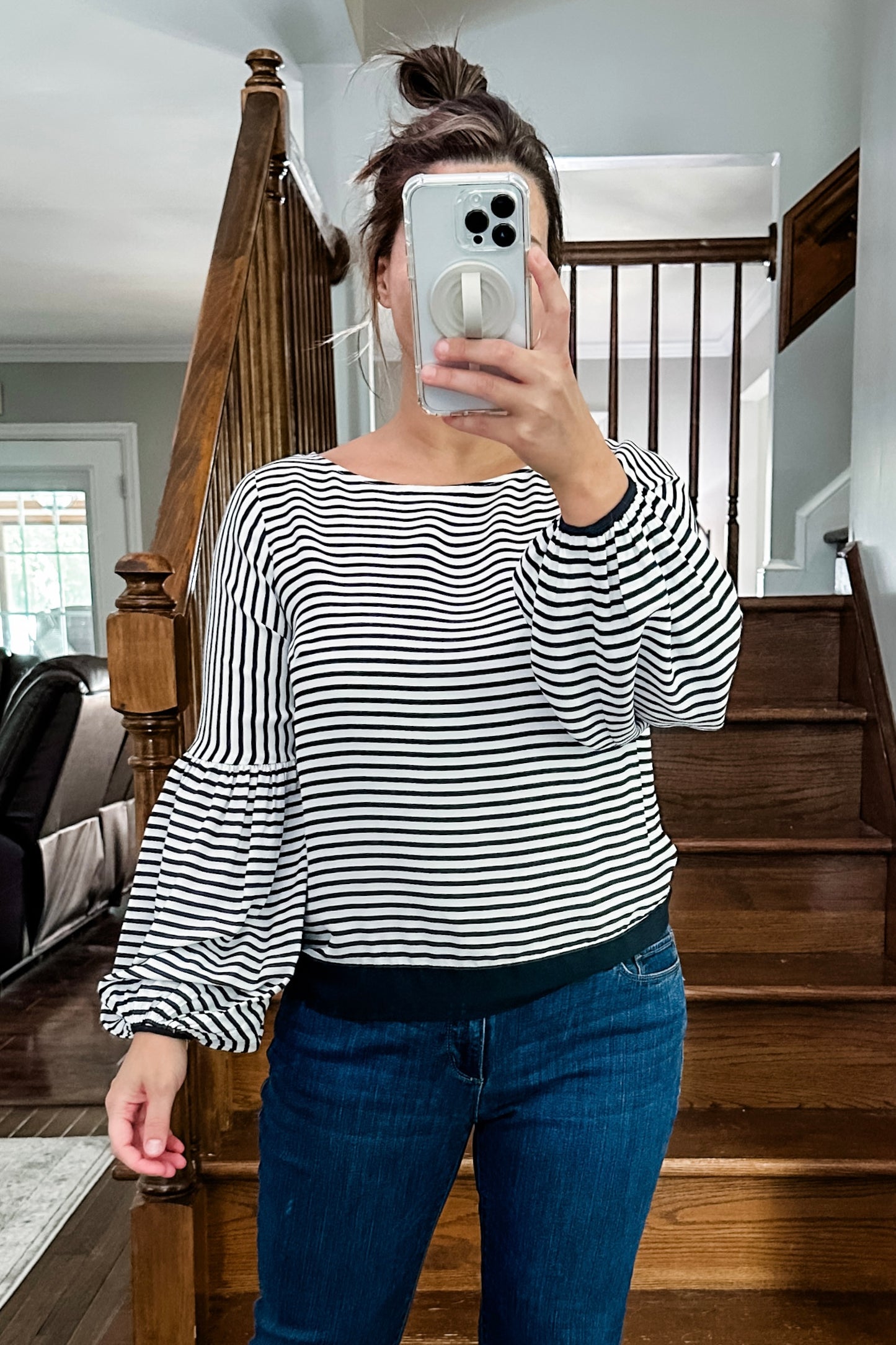 (S) Kaari Blue Striped Blouse