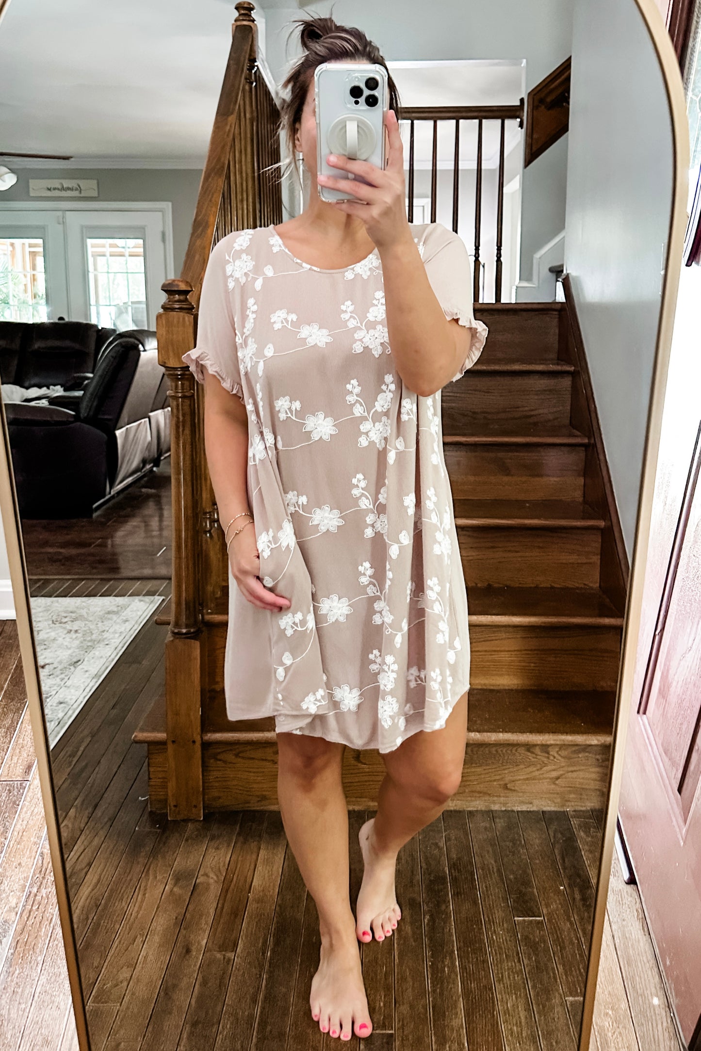 (L) Umgee Embroidered Tunic Dress