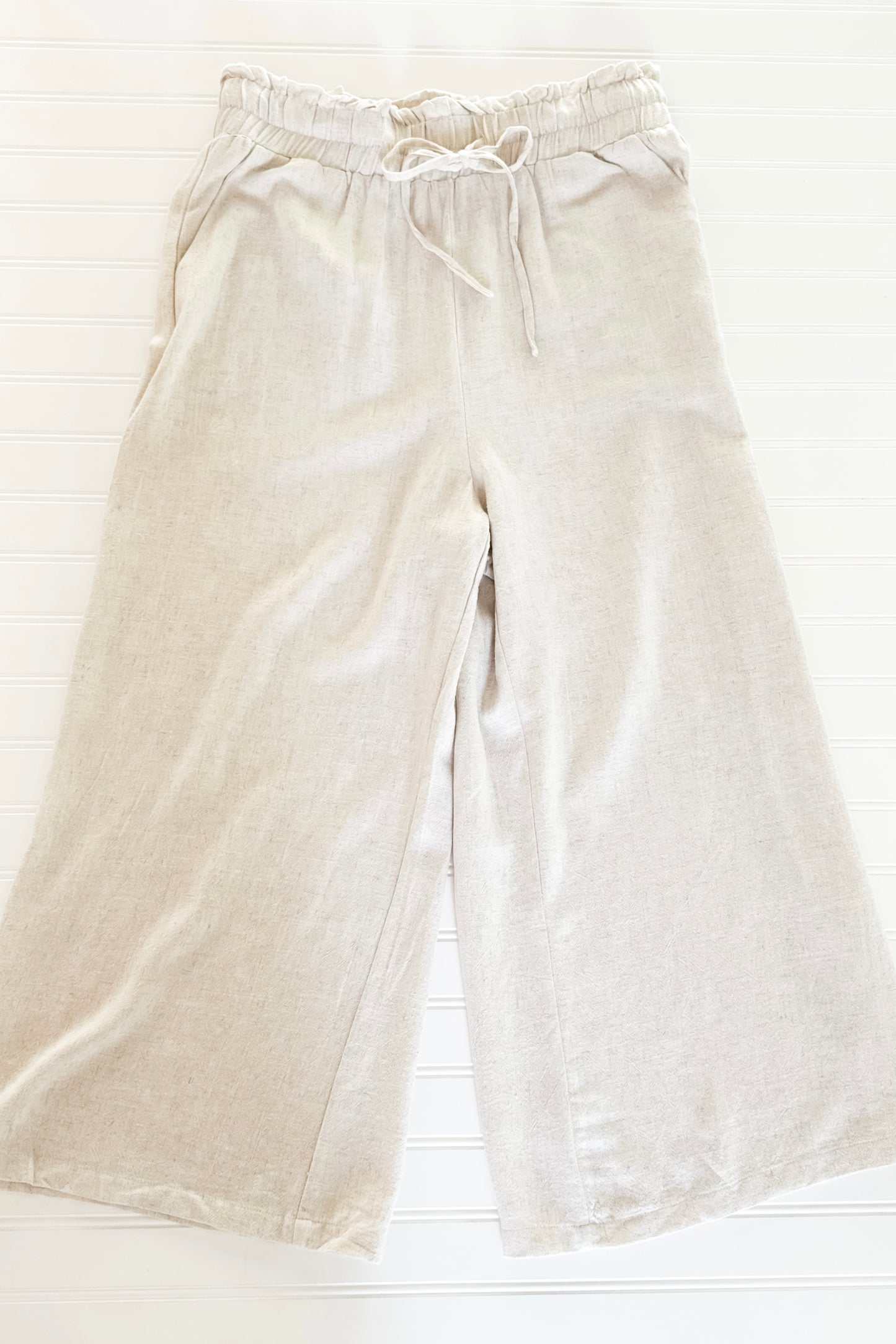 (L) Linen Wide Leg Pant