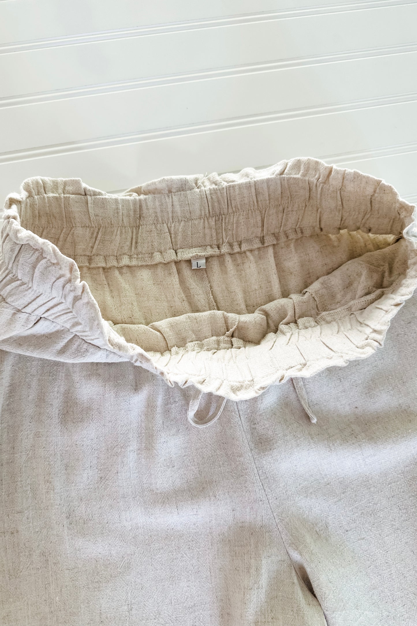 (L) Linen Wide Leg Pant