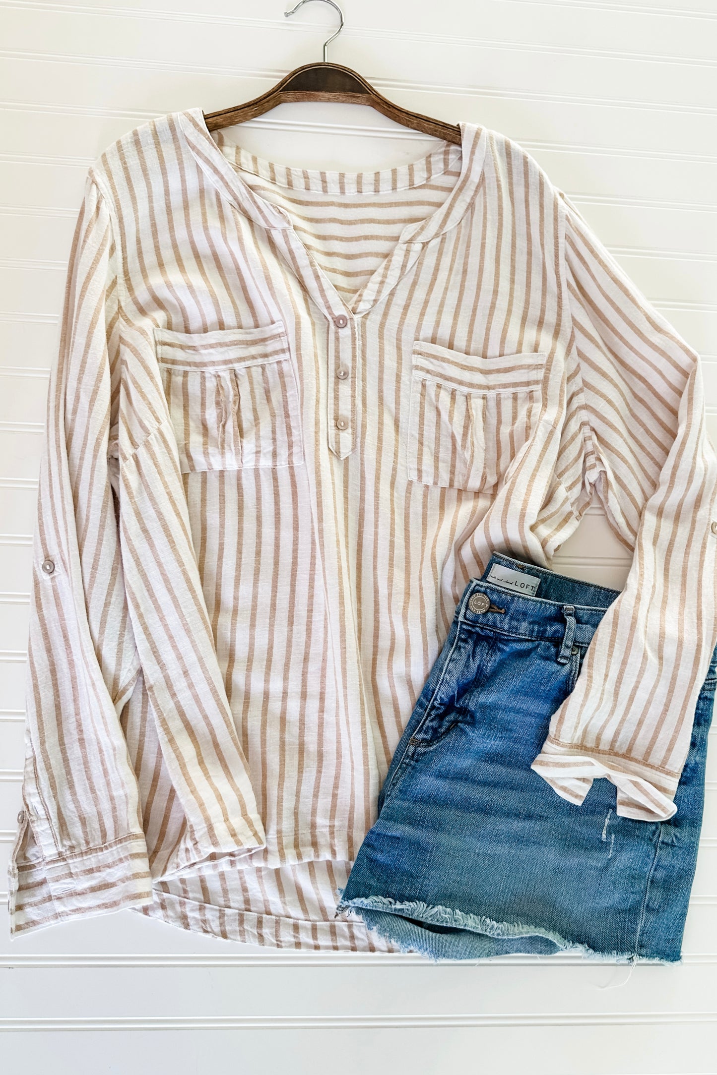 (XL) Beachy Striped Blouse