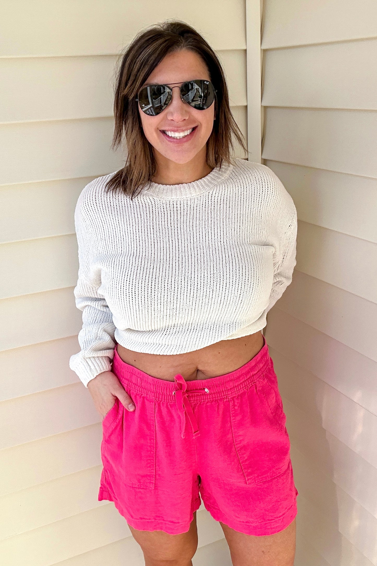 (L) Nautica Pink Linen Shorts