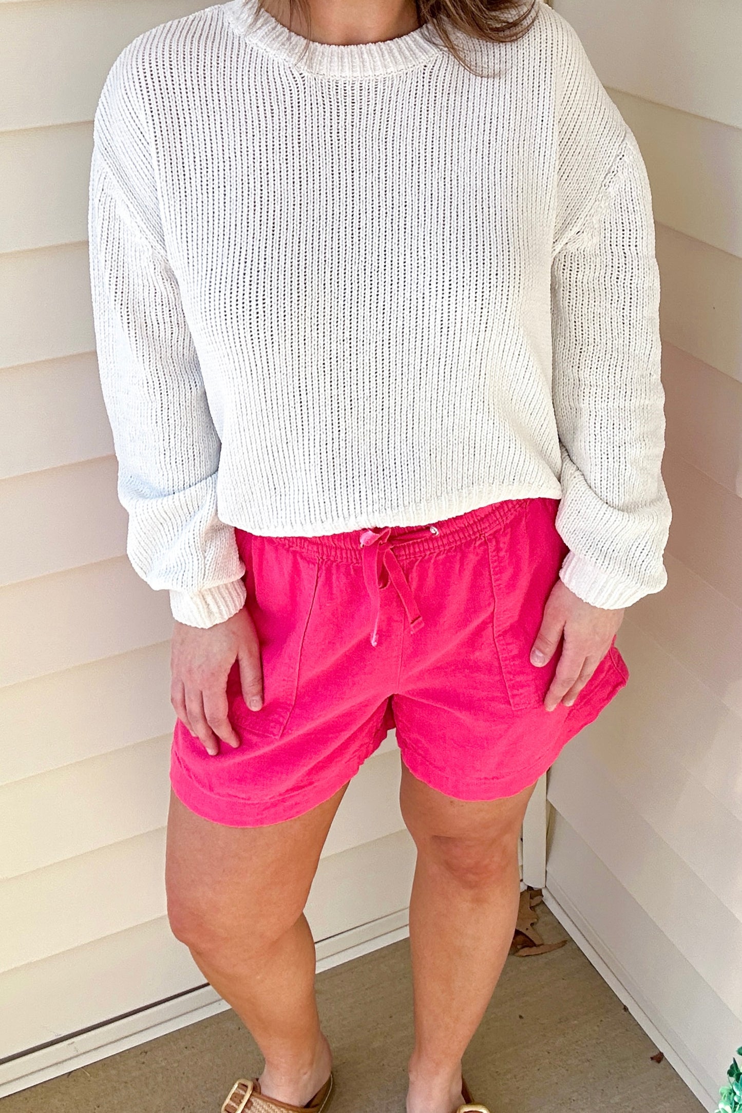 (L) Nautica Pink Linen Shorts