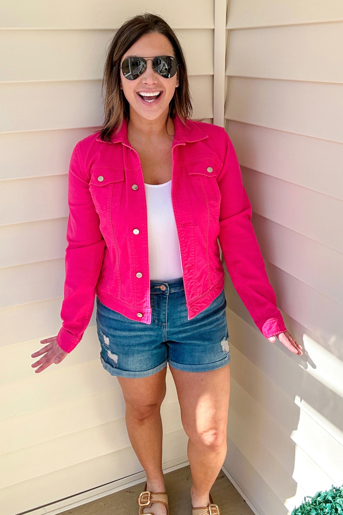 (S) Chaps Vintage Pink Denim Jacket