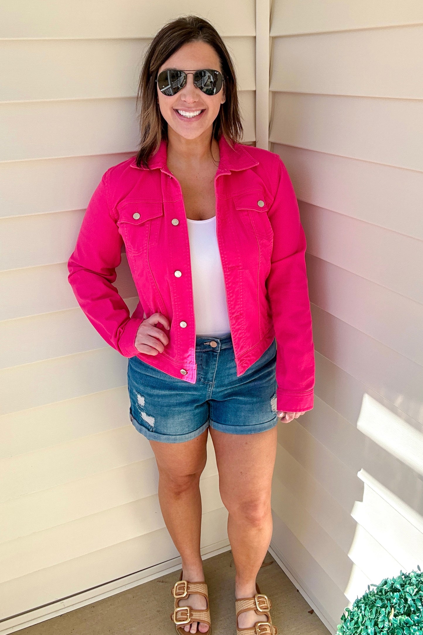 (S) Chaps Vintage Pink Denim Jacket