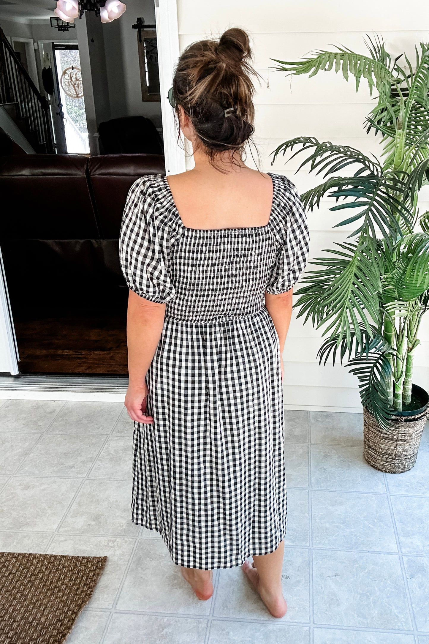 (L) Boutique Gingham Midi Dress