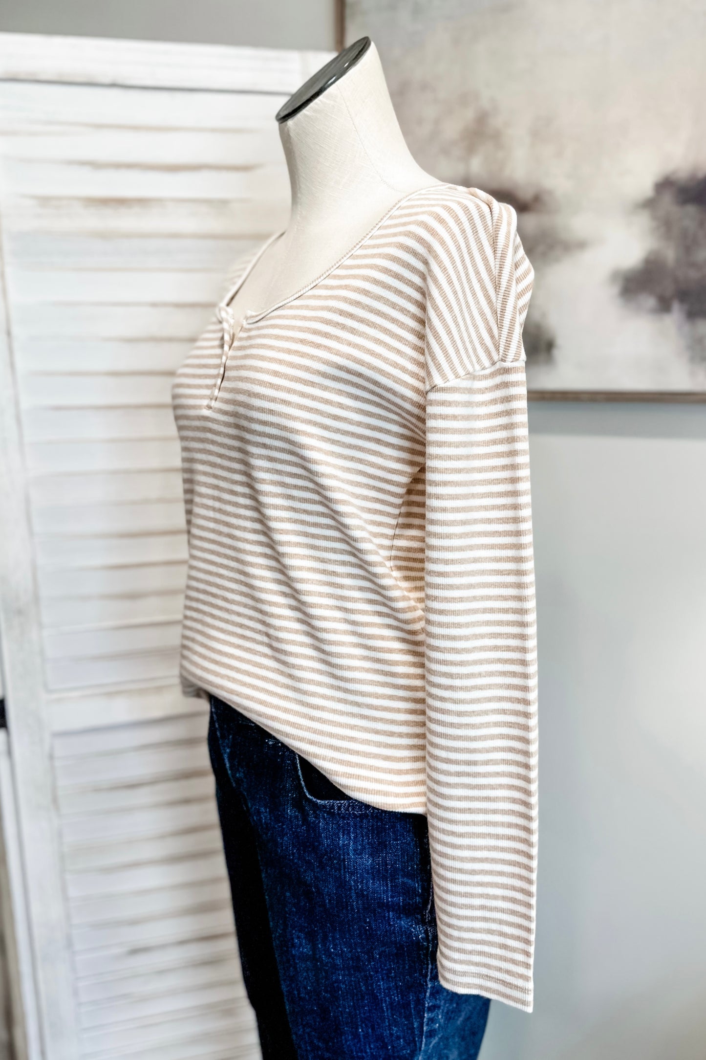 (M) Haven Stripe Henley Top
