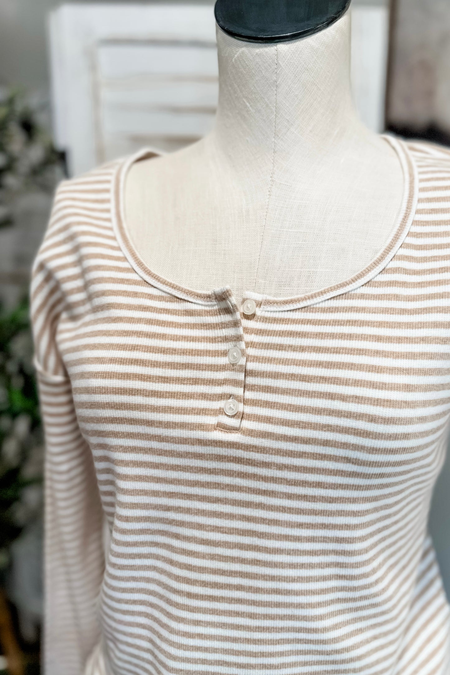 (M) Haven Stripe Henley Top