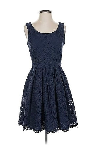 (6) J.Crew Eyelet Dress Navy