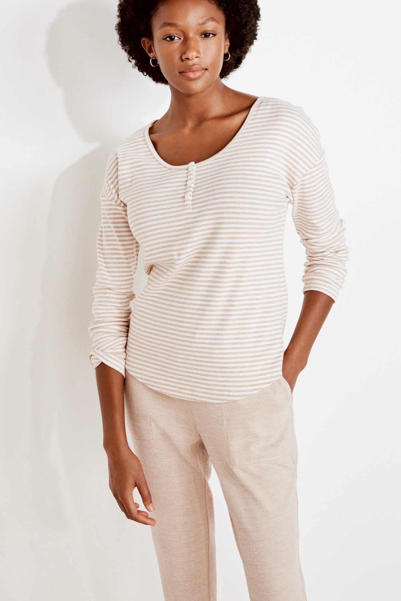 (M) Haven Stripe Henley Top