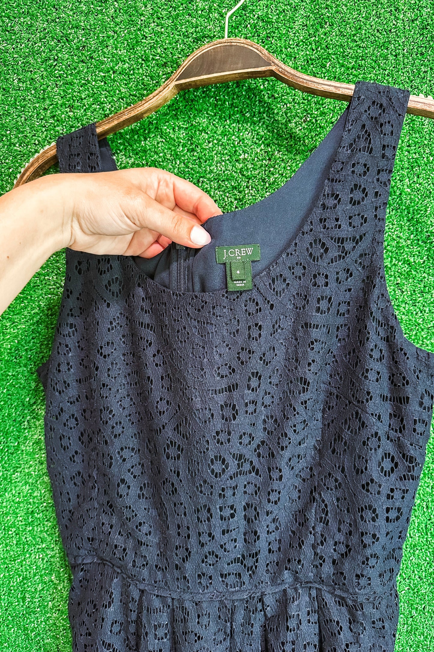 (6) J.Crew Eyelet Dress Navy