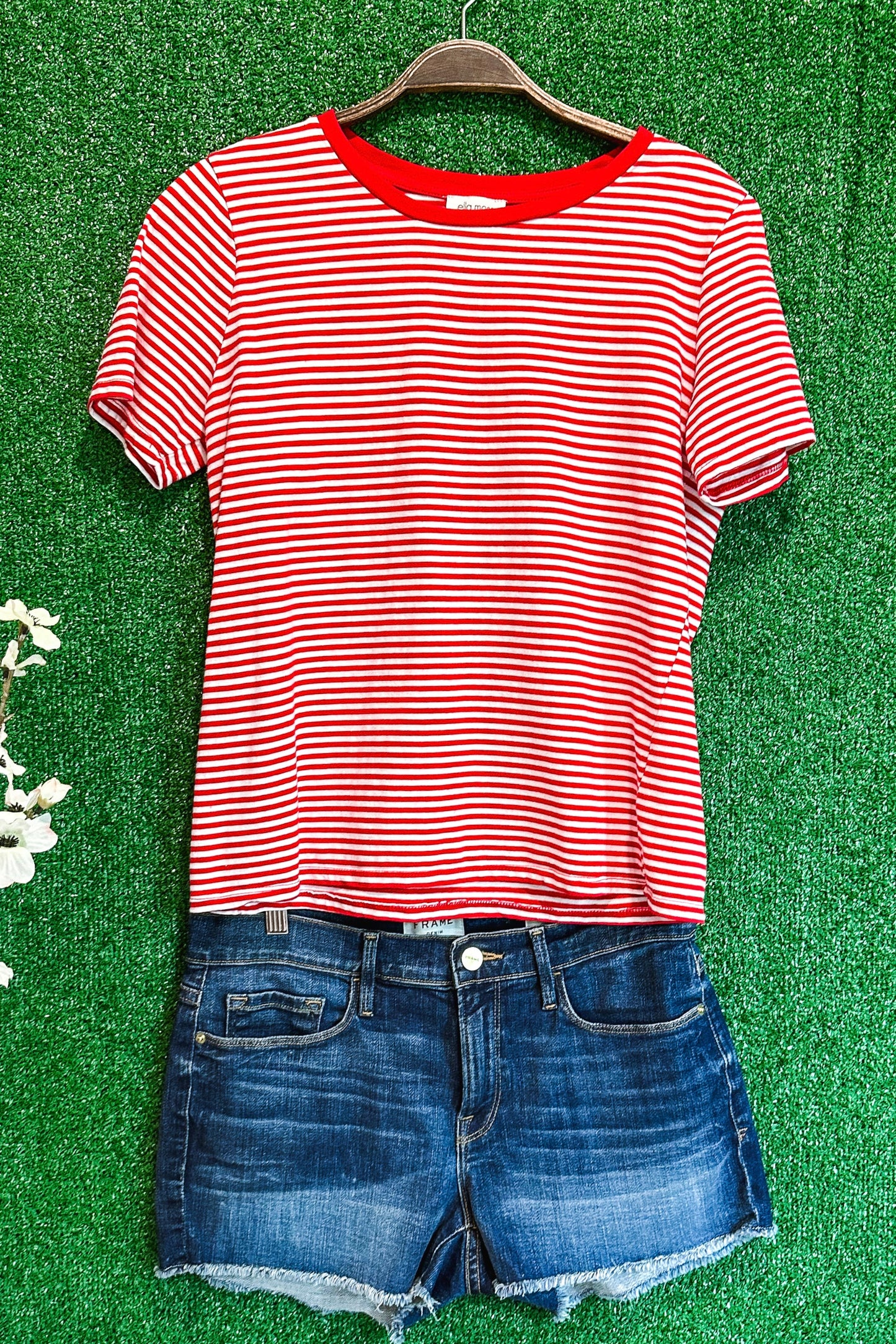 (M) Ella Moss Red Stripe Tee