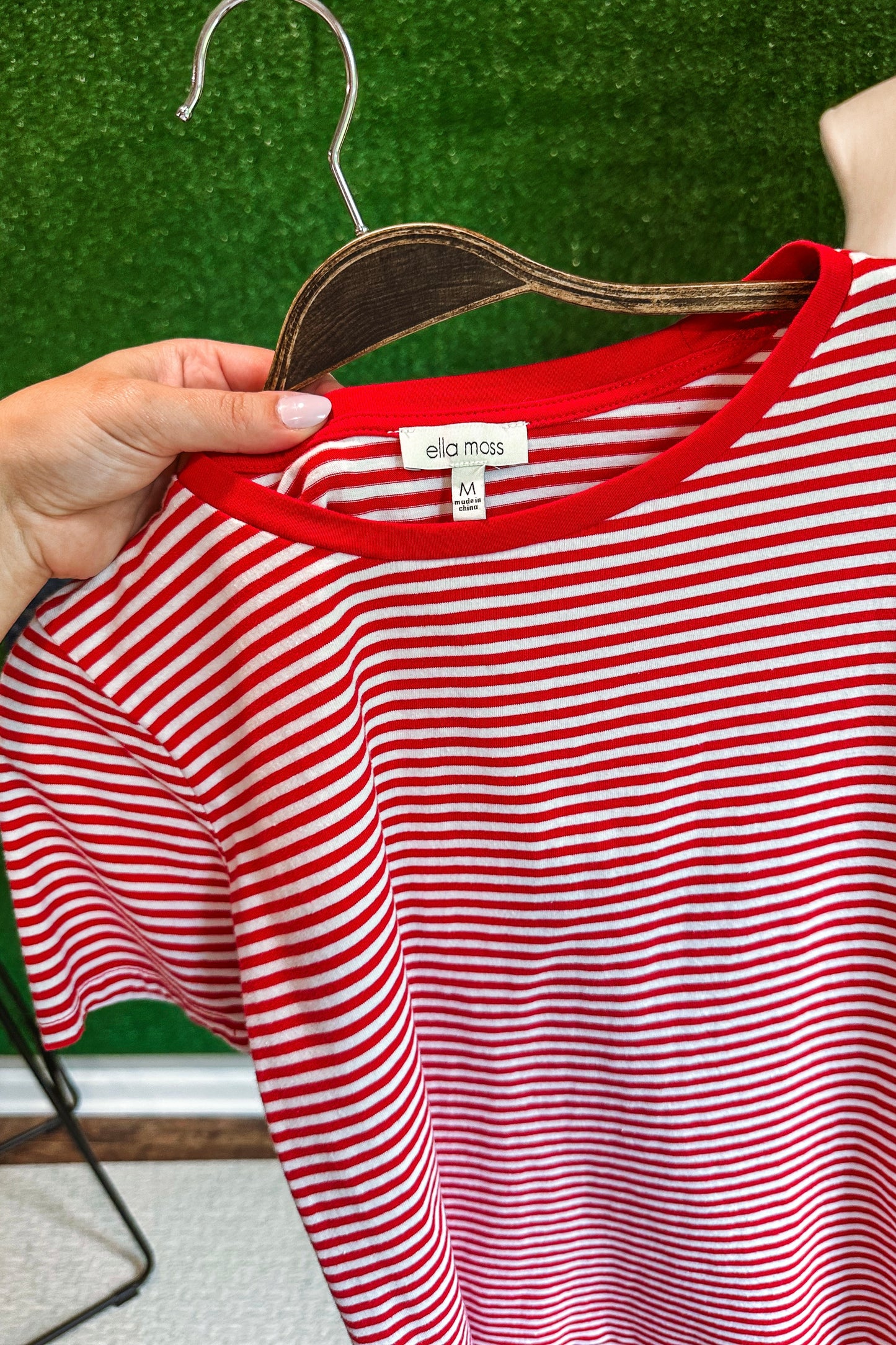 (M) Ella Moss Red Stripe Tee