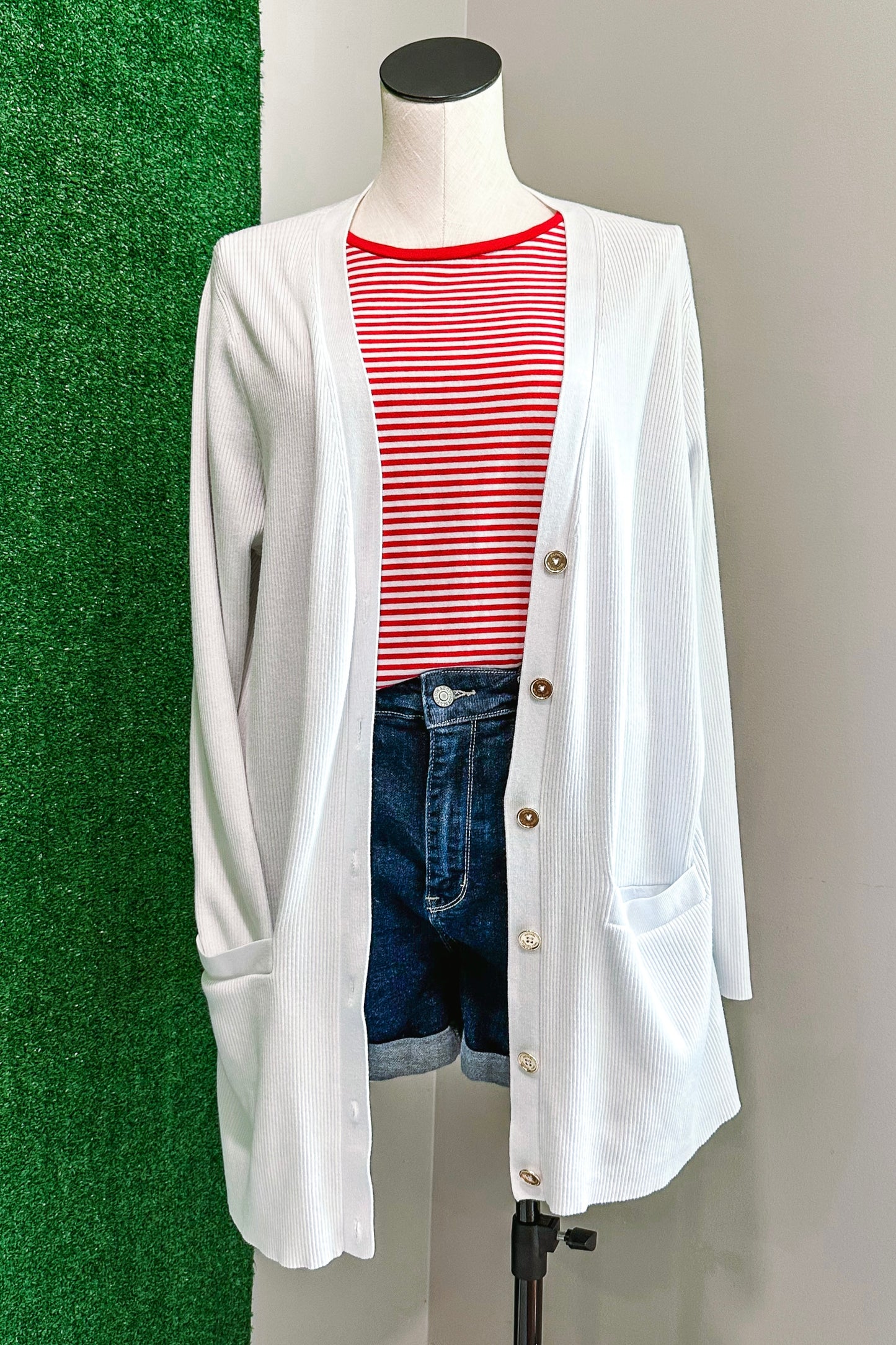 (M) Ella Moss Red Stripe Tee