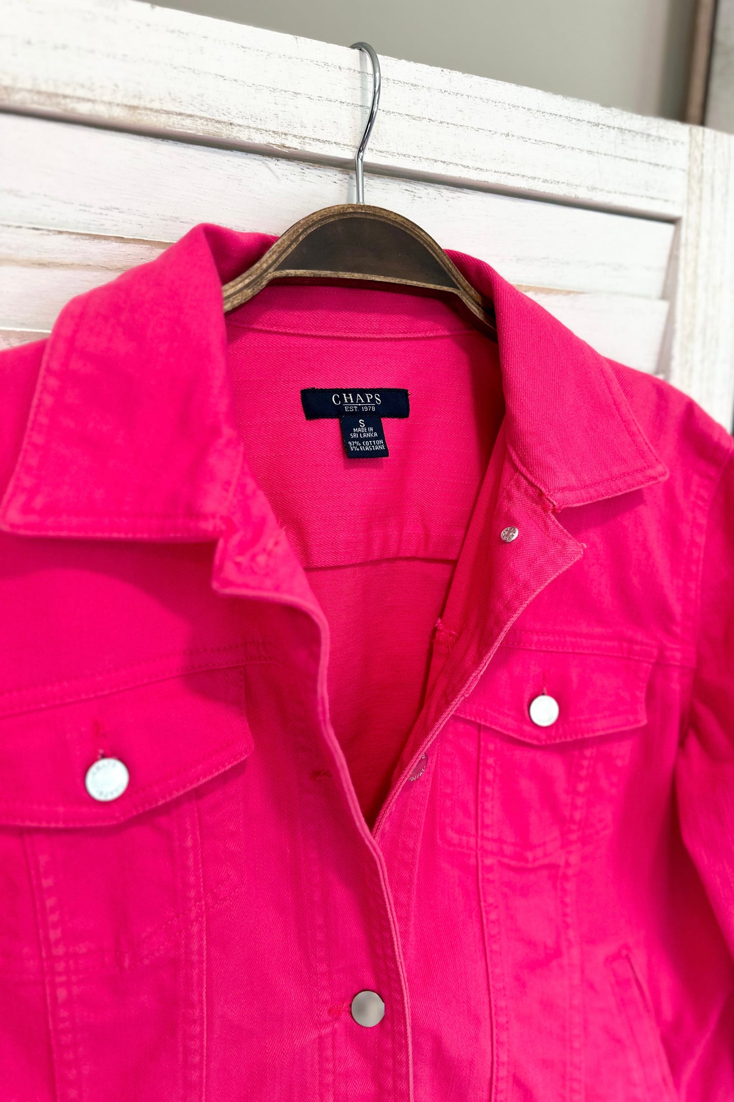 (S) Chaps Vintage Pink Denim Jacket