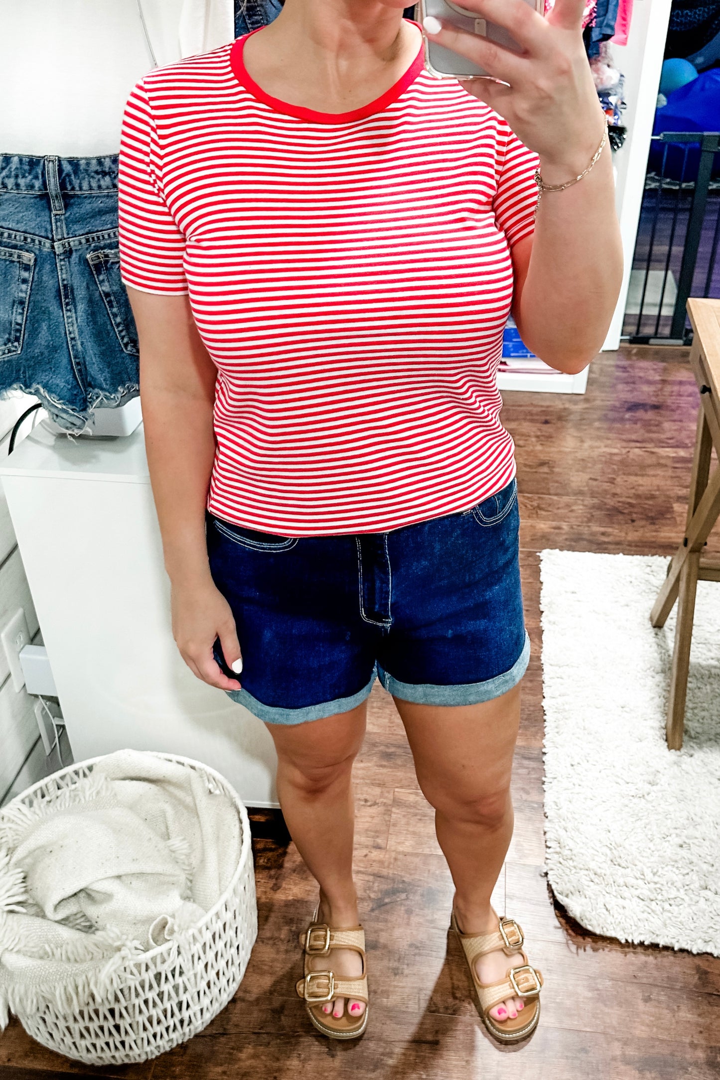 (M) Ella Moss Red Stripe Tee