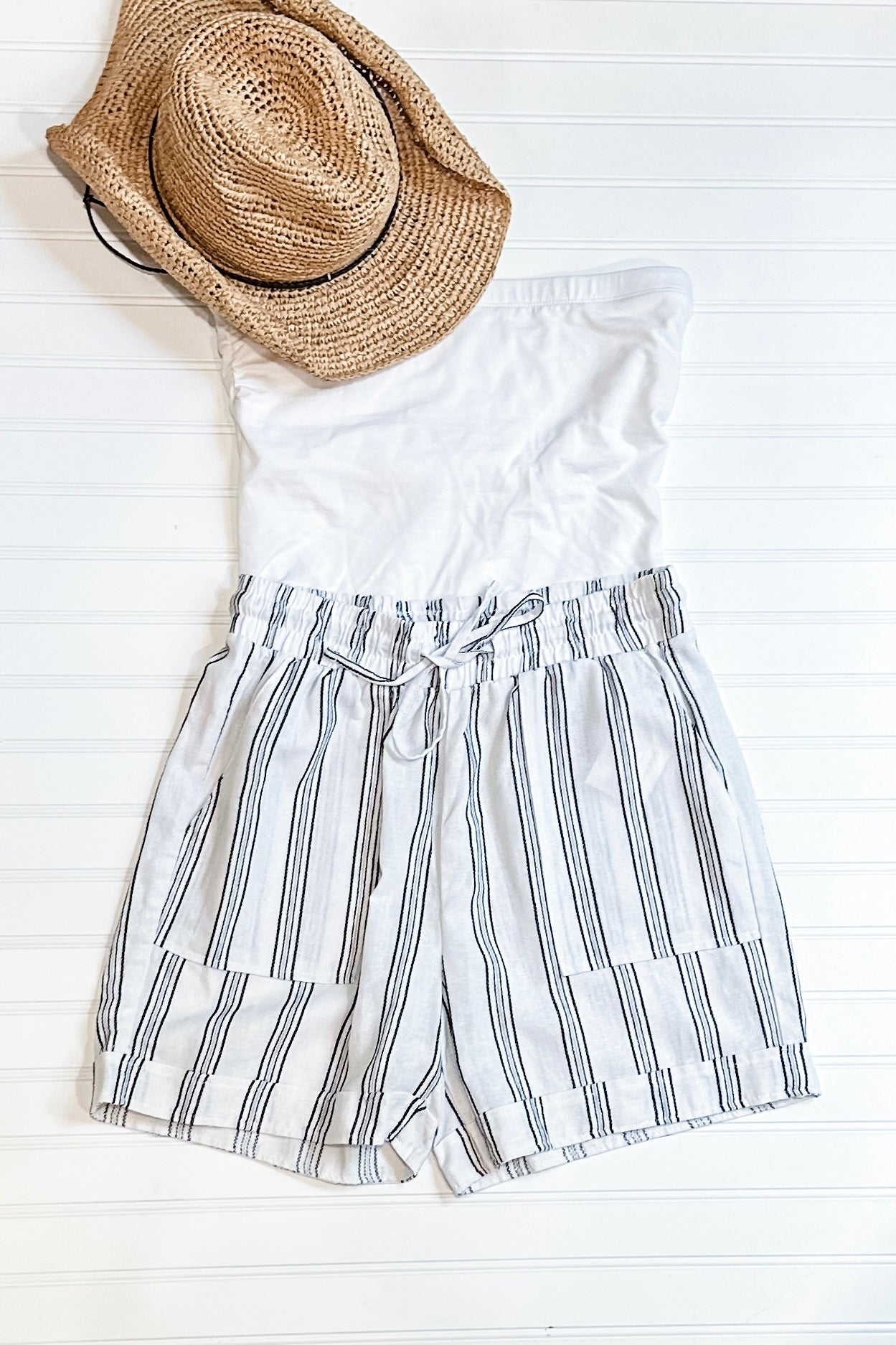 (M) Striped Linen Short