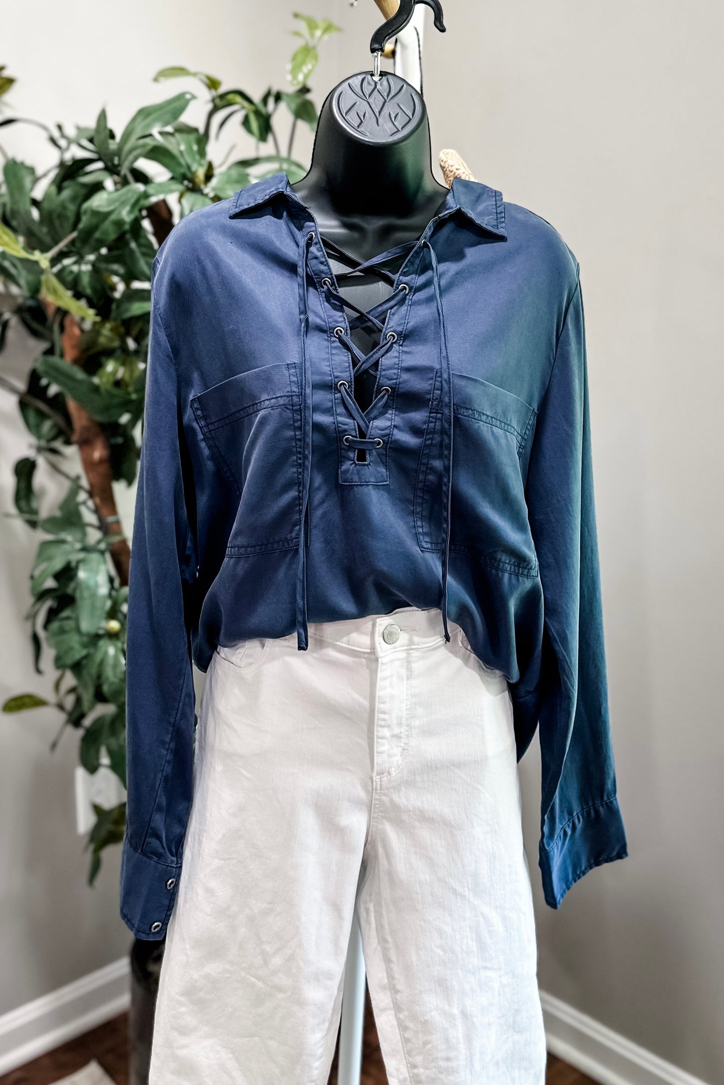 (L) Do+Be Tie Up Blouse