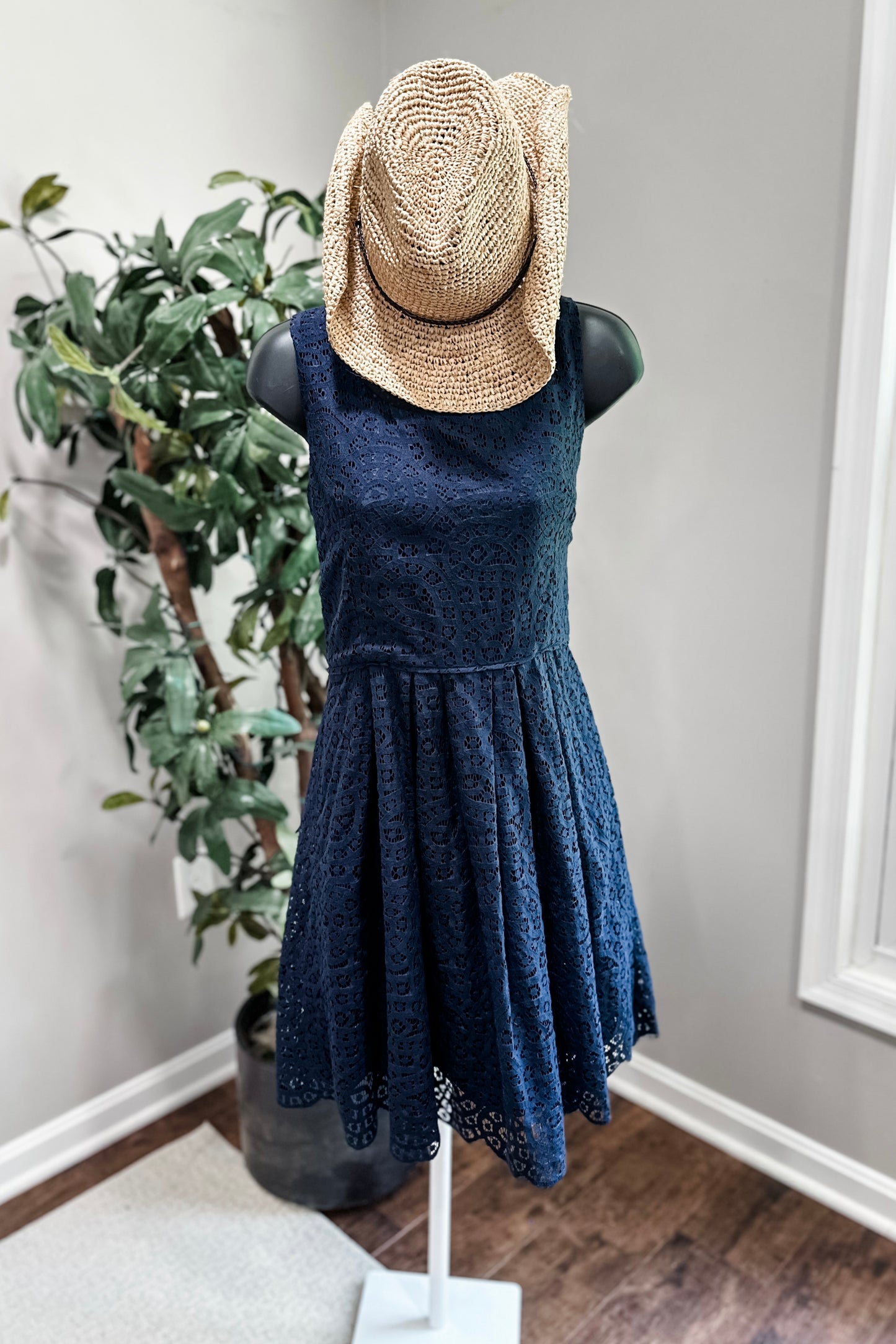 (6) J.Crew Eyelet Dress Navy