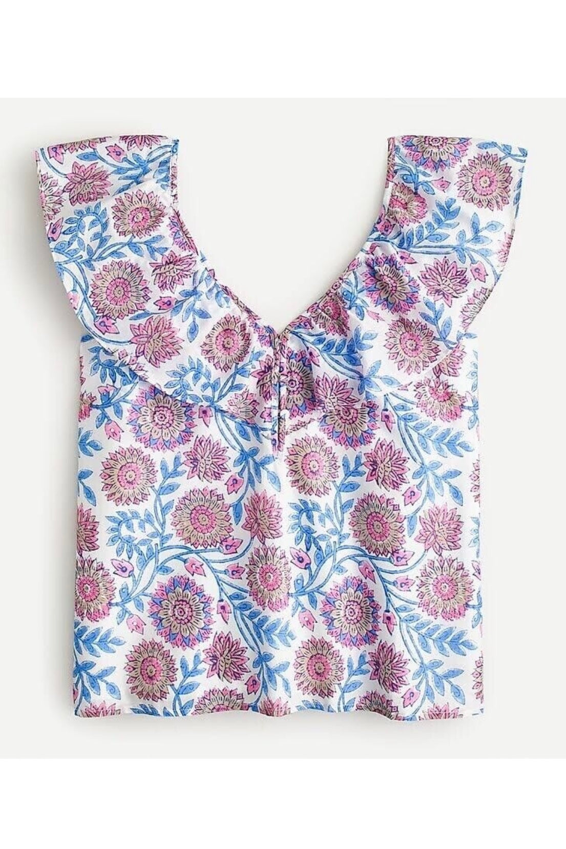 (L) J.Crew Floral Vine Ruffle Blouse