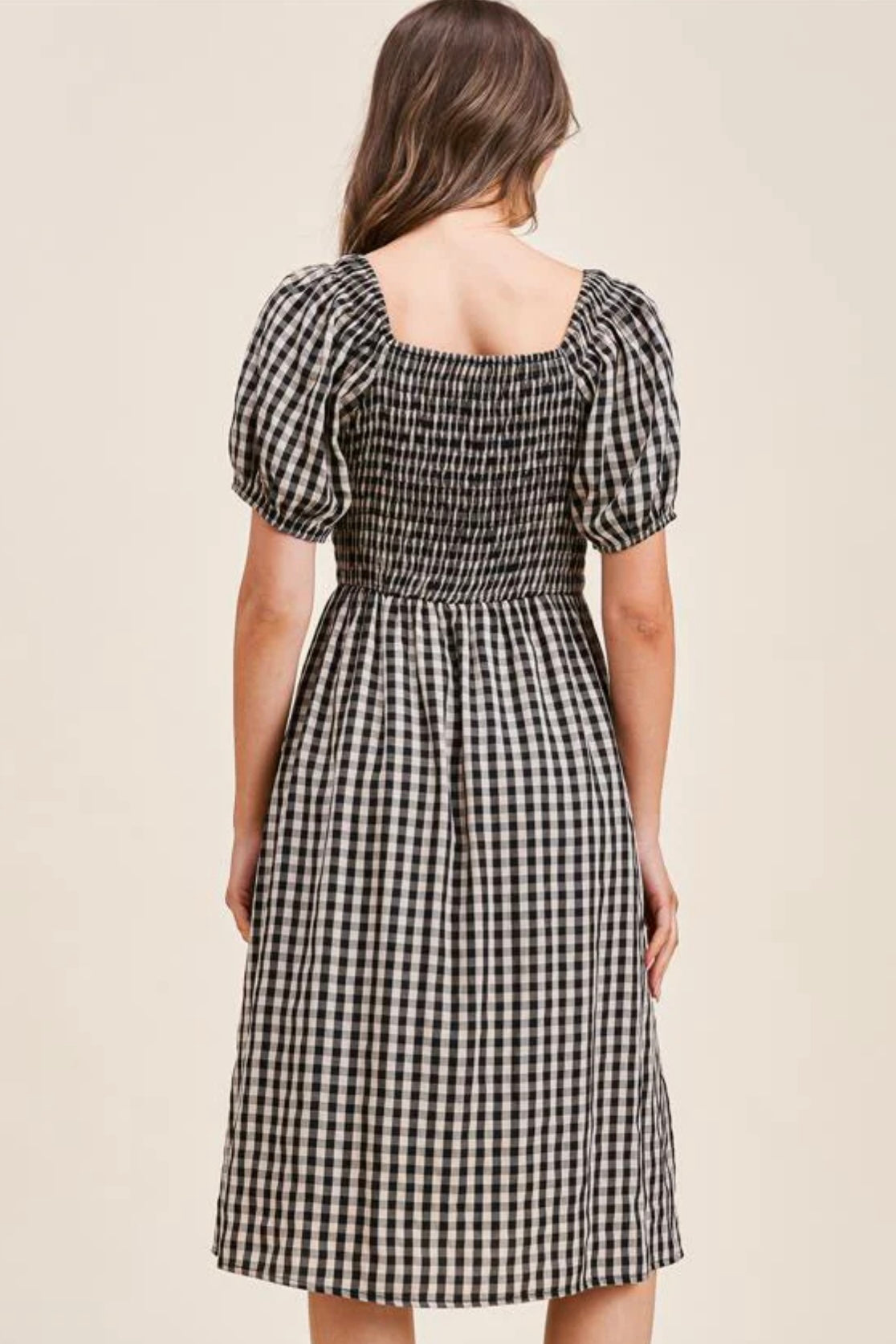 (L) Boutique Gingham Midi Dress