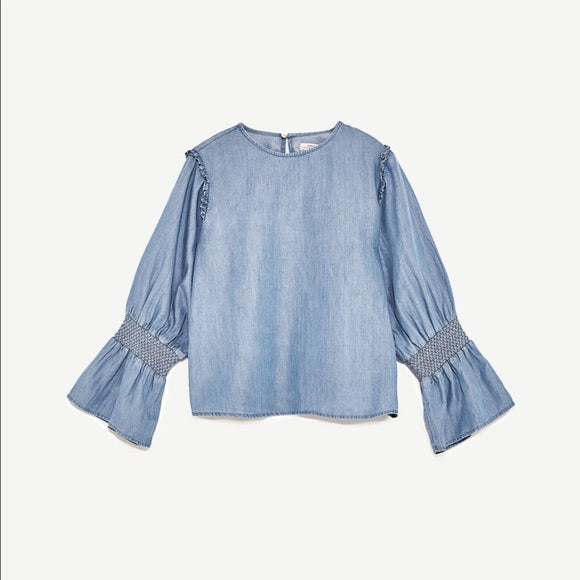(L) Zara Chambray Top
