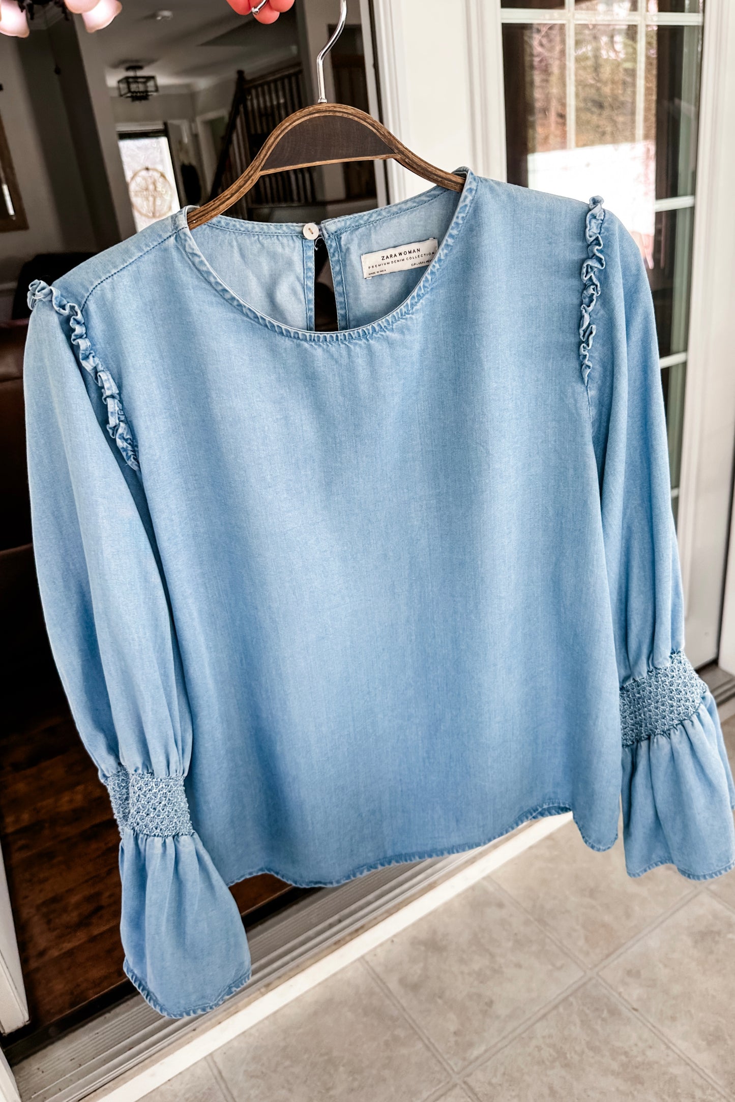 (L) Zara Chambray Top
