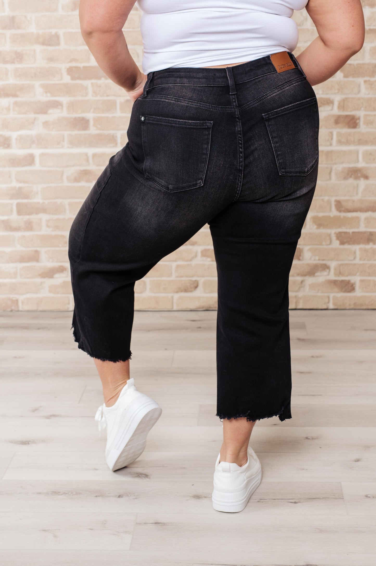 JB High Rise Button Fly Wide Leg Crop Jeans