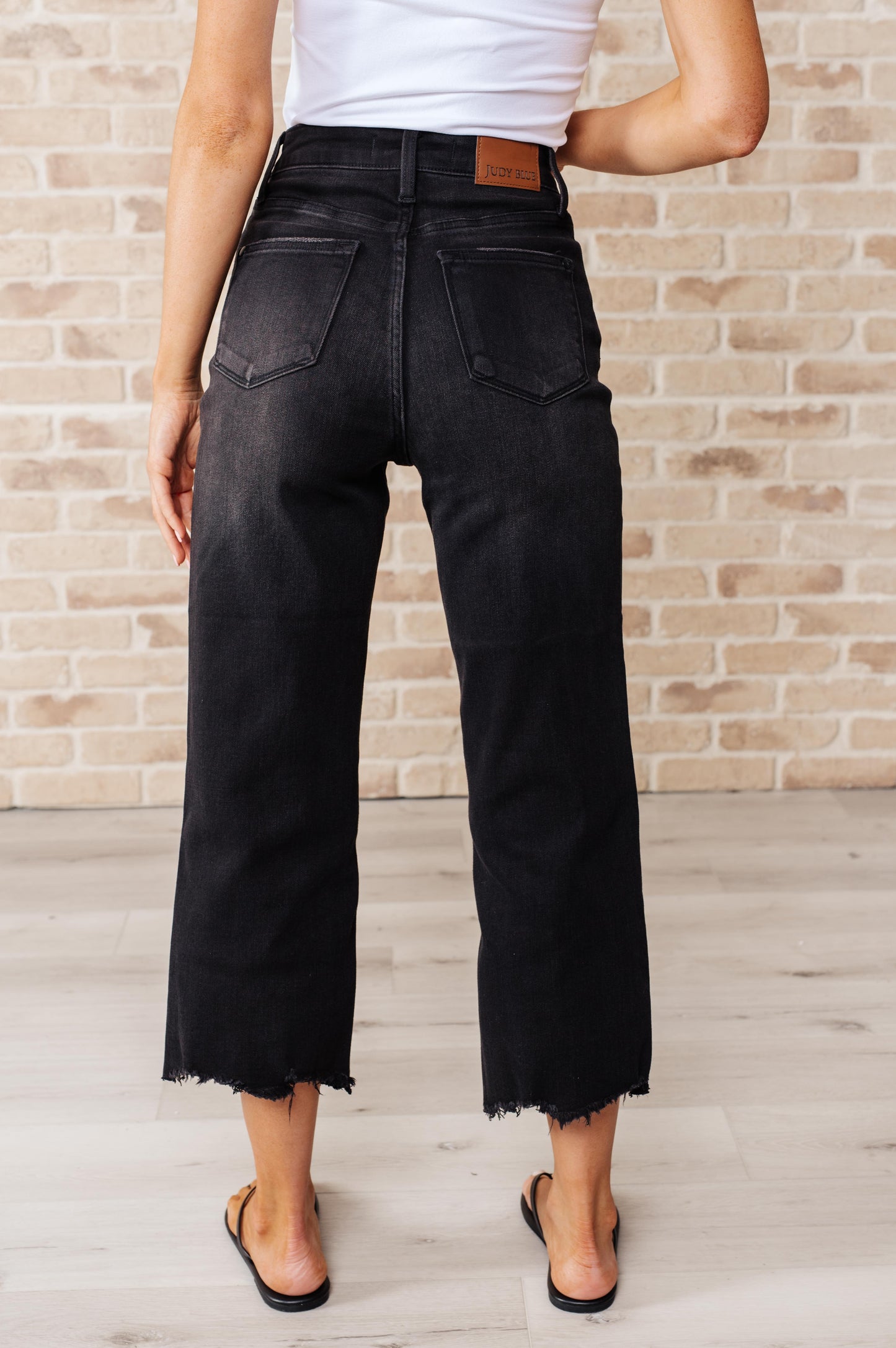 JB High Rise Button Fly Wide Leg Crop Jeans