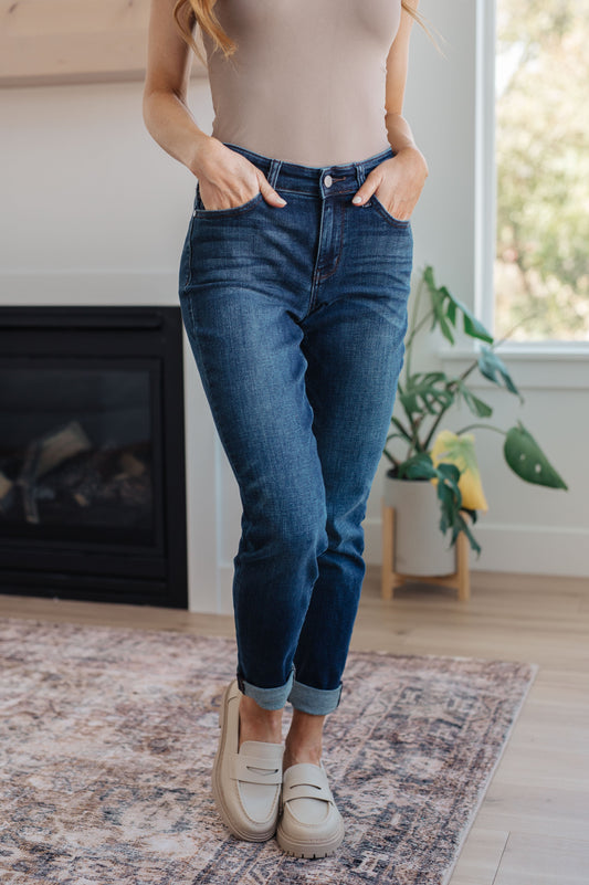 JB Cuffed Slim Fit Dark Wash Jeans