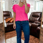 (L) Pink Ruffle Top