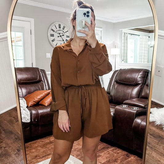 (L) Boutique Chocolate Romper