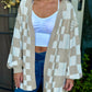 (L) Boutique Checkered Cardi