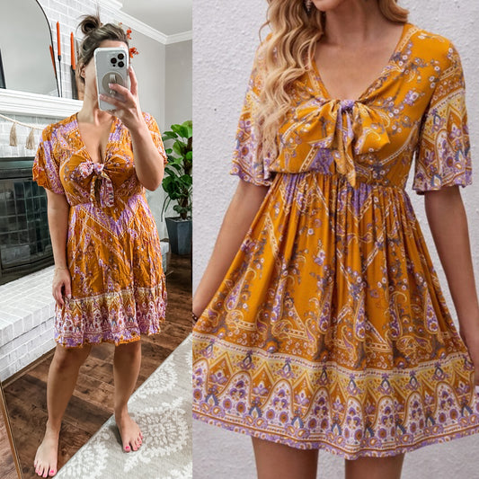 (L) Boho Tie Dress
