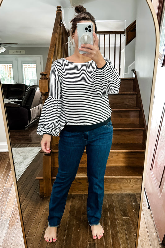 (S) Kaari Blue Striped Blouse