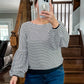 (S) Kaari Blue Striped Blouse