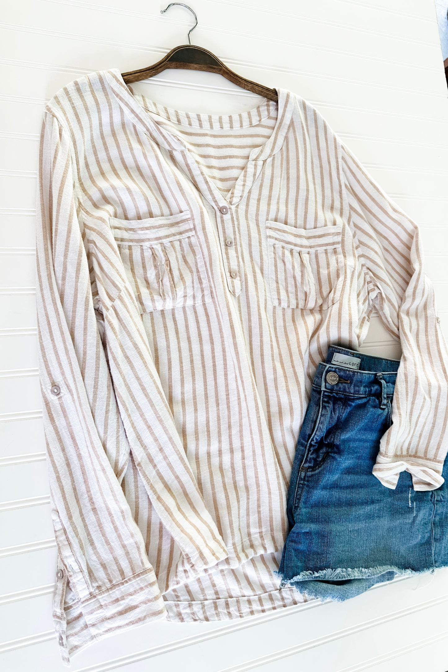 (XL) Beachy Striped Blouse