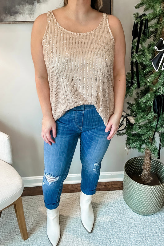 (1X) Champagne Sequin Tank